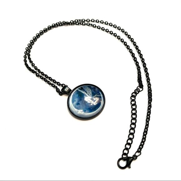 Fairy On a Crescent Moon Necklace - Picture 2 of 6